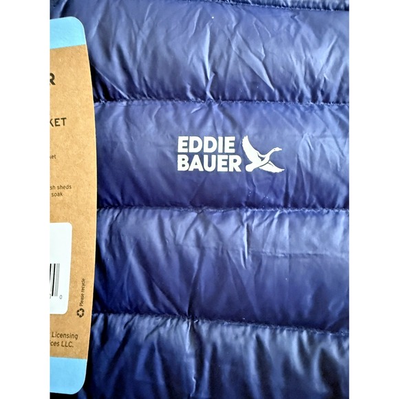 Eddie Bauer NWT BLUE Girl's LARGE (10/12) Lightweight Full-Zip Packable Jacket - Picture 15 of 16